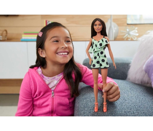 Barbie Fashionistas Doll - Lime Green Polka Dots (New pack.) HPF76