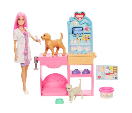 Barbie Fast Cast Pet Vet Clinic spēļu komplekts ar lelli JFX93