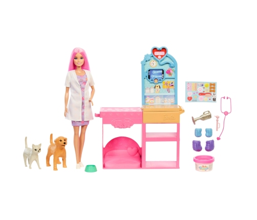 Barbie Fast Cast Pet Vet Clinic spēļu komplekts ar lelli JFX93