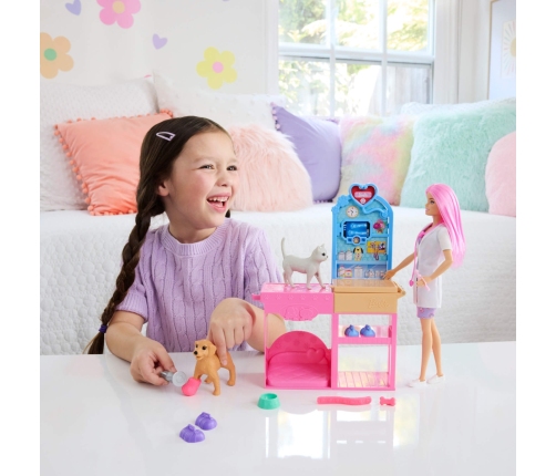 Barbie Fast Cast Pet Vet Clinic spēļu komplekts ar lelli JFX93