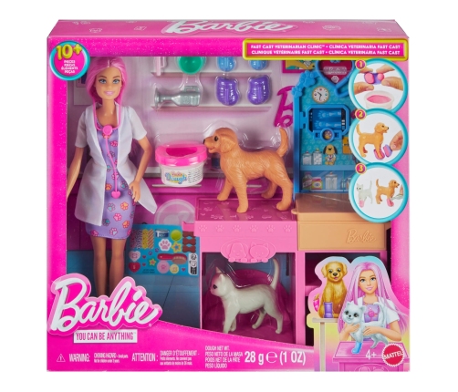 Barbie Fast Cast Pet Vet Clinic spēļu komplekts ar lelli JFX93