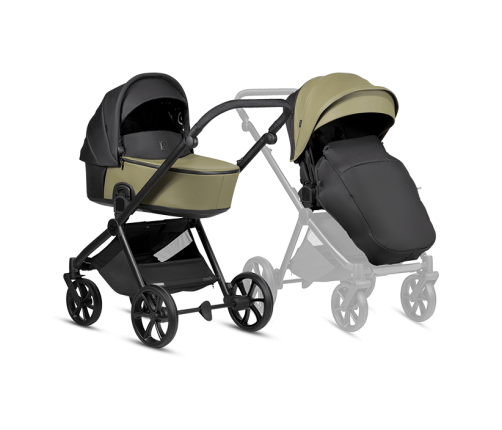 Tutis MIO3+ LEATHER 2/1 Olive Bērnu rati 2in1