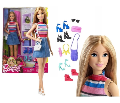 Barbie doll with 11 accessories FVJ42