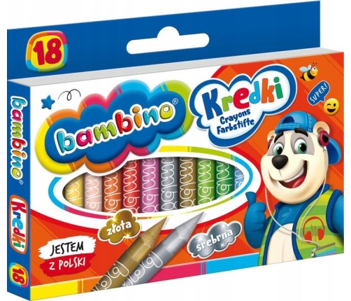 Bambino Kredki Z Glinki Kaolinowej 18 Kolorów Zestaw 0201