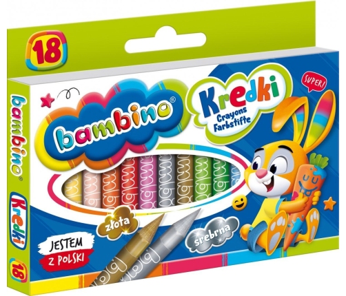 Bambino Kredki Z Glinki Kaolinowej 18 Kolorów Zestaw 0201