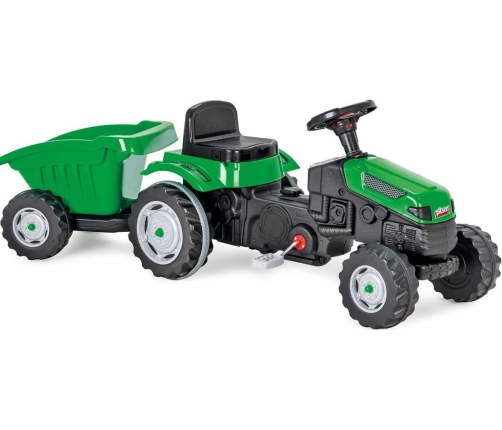 Pilsan Traktor na Pedały z Przyczepką Jeździk z Kierownicą Zielony 07316