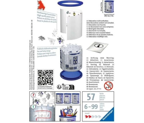 Ravensburger 3D Puzzle Star Wars R2D2 Pencil Cup 54pc 11554