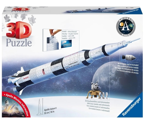 Ravensburger 3D Puzzle Apollo Saturn V Rocket 440 Pc 3D Puzzle 11545