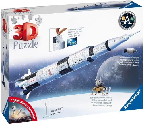 Ravensburger 3D Puzzle Apollo Saturn V Rocket 440 Pc 3D Puzzle 11545