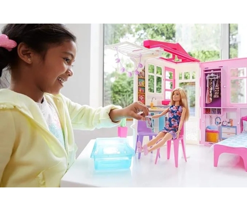 Barbie Dollhouse with accessories and doll GWY84