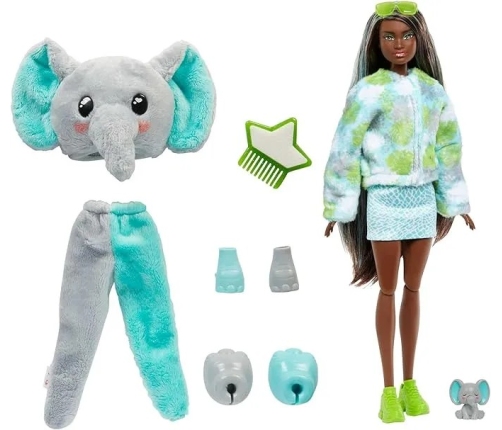 Barbie Cutie Reveal Fashion Doll Jungle Series Elephant Plush Costume HKP98