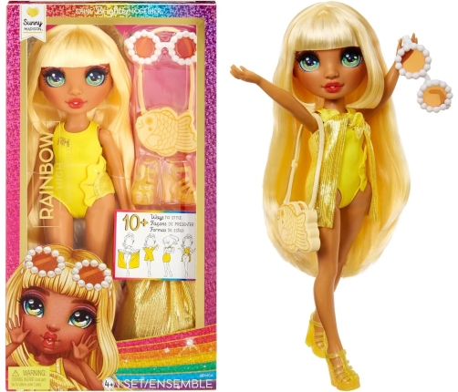 507284-EUC Rainbow High Swim & Style Fashion Doll- Sunny (Yellow)