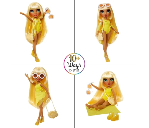 507284-EUC Rainbow High Swim & Style Fashion Doll- Sunny (Yellow)