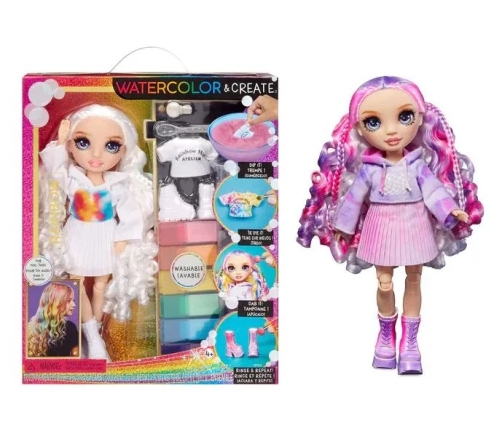 507581-EUC Rainbow High WaterColor & Create - Purple Eyes