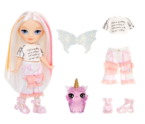 543442-EUC Rainbow High Littles Rainbow Fantasy Fairies Doll - Opal (Rainbow)