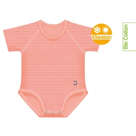 Growing body Bio Cotton 4Season 0-36m coral stripes