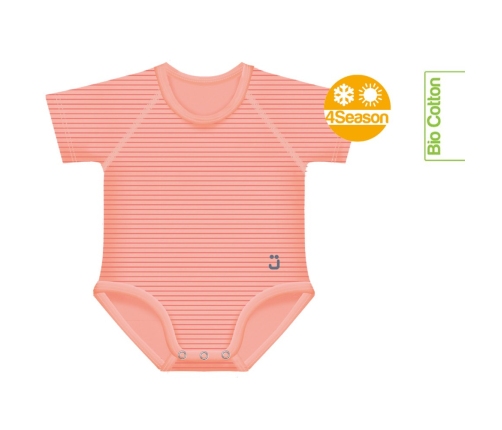 Growing body Bio Cotton 4Season 0-36m coral stripes
