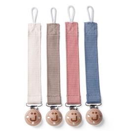 Pacifier with cord and wooden clip Eco rose