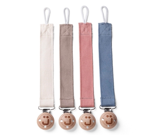 Pacifier with cord and wooden clip Eco rose