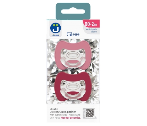 2-pack. Smart pacifiers Glee 0-2m old rose-red