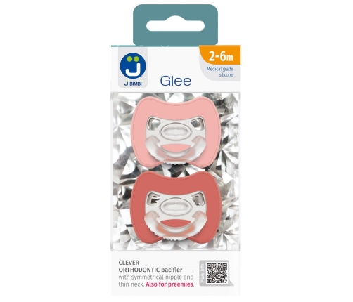 2-pack. Smart pacifiers Glee 2-6m rose-brick