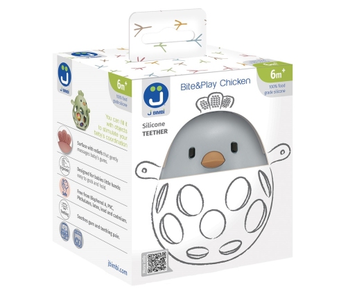 Teether Bite&Play chicken gum massager 6m+ blueberry