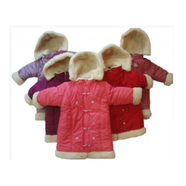 Детское пальто на подкладке из овечьей шерсти Зимнее Красное 40911