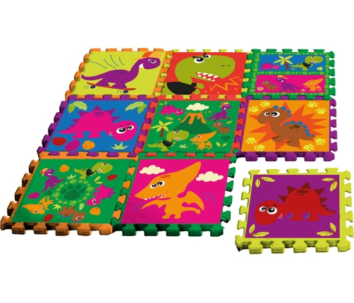 FOAM MAT 9PCS WITH BAG CRAZY DINO