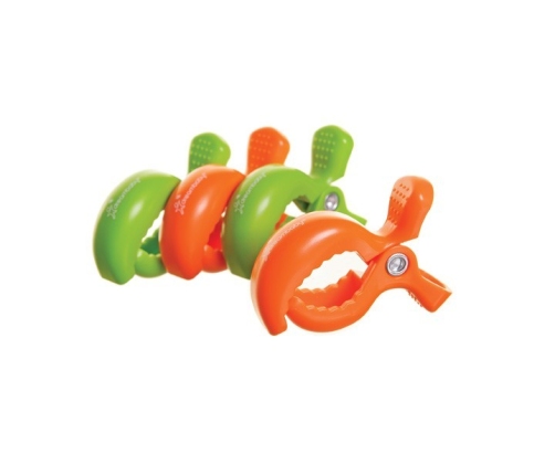 STROLLERBUDDY STROLLER CLIPS - 2 GR/2 OR