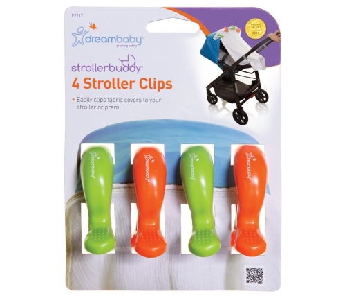 STROLLERBUDDY STROLLER CLIPS - 2 GR/2 OR