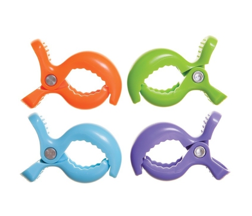 STROLLERBUDDY STROLLER CLIPS-BL/OR/GR/PU