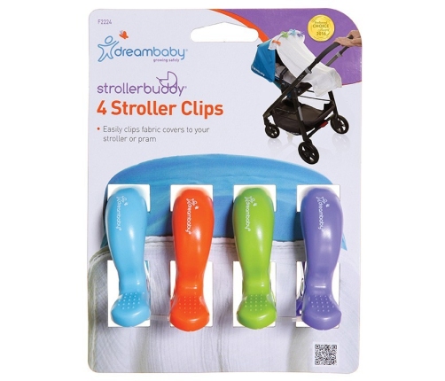 STROLLERBUDDY STROLLER CLIPS-BL/OR/GR/PU